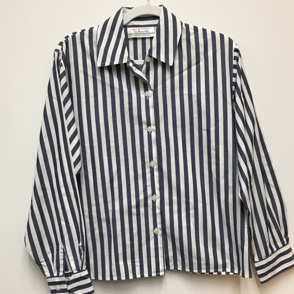 Talbots Striped Button-Up Shirt Women’s 6 Petite 100% Cotton Office Work Casual